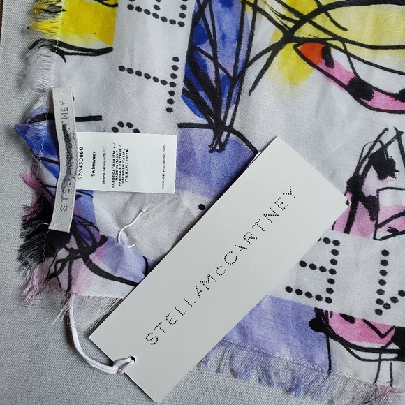NWT$725 Stella McCartney Horse-Print Cotton-Silk Sarong Shawl Scarf Fringe Wrap - Picture 10 of 16